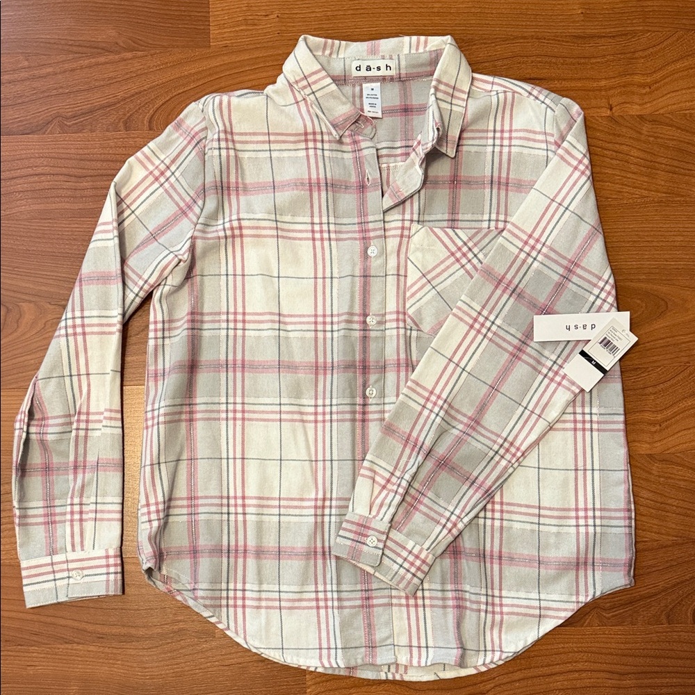 Women's Pink Plaid Button Down Shirt